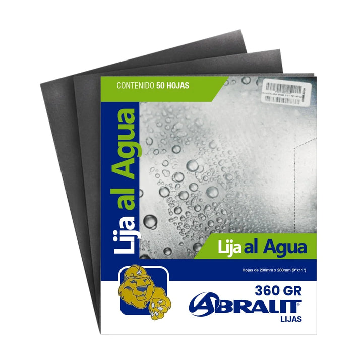 ABRALIT LIJA DE AGUA GRANO 360 | 9″ X 11″ (PACK DE 50 HOJAS)
